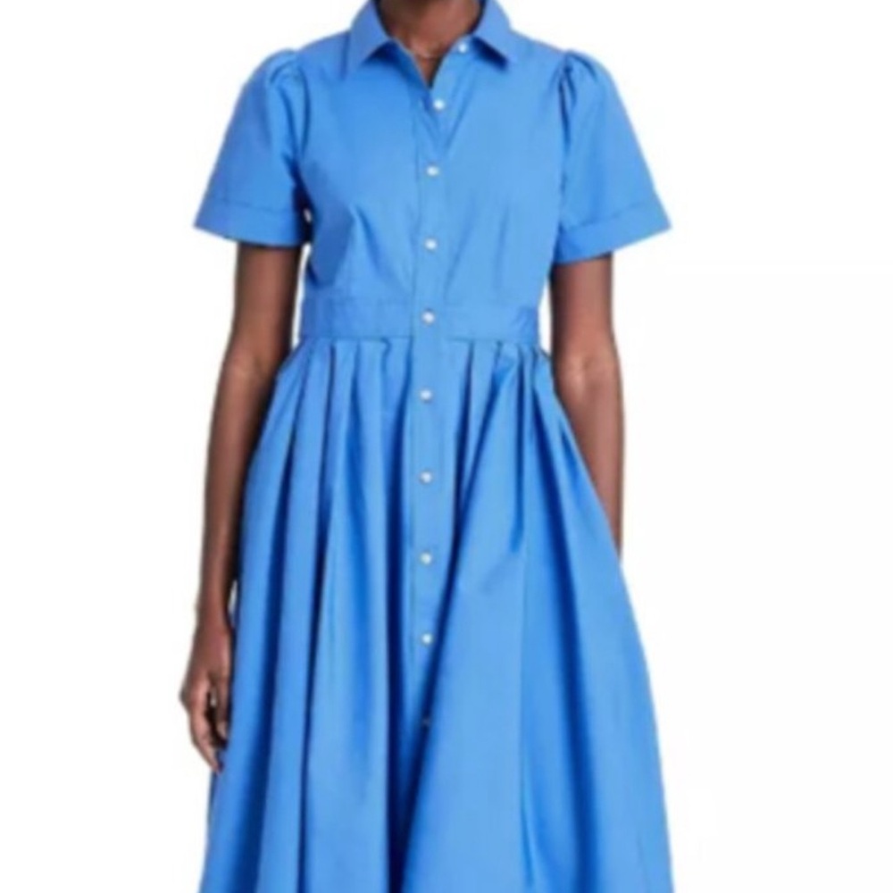 NWT Alexis blue cotton shirt dress